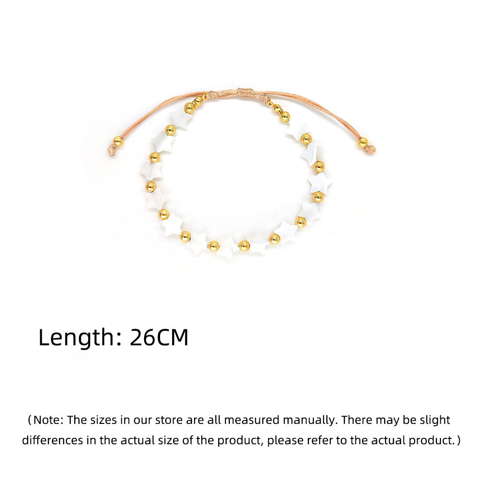 Wholesale Bohemian Pentagram Shell Handmade Beaded Love Bracelet Heart Bracelets ACC-BT-Qiqi014