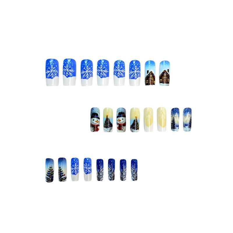 Wholesale 24 Pieces/box Christmas Snowman Nails Kits Nail Stickers ACC-NS-Qianx004