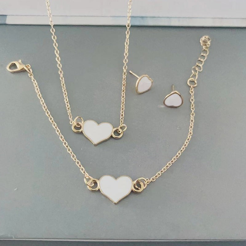 Wholesale Casual Heart Necklace Bracelet Earrings Set ACC-NE-AnHe004