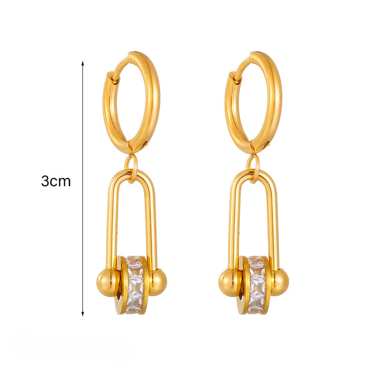 Wholesale Geometric U-shaped Circle Micro-paved Zirconia Earrings ACC-ES-QianYue005