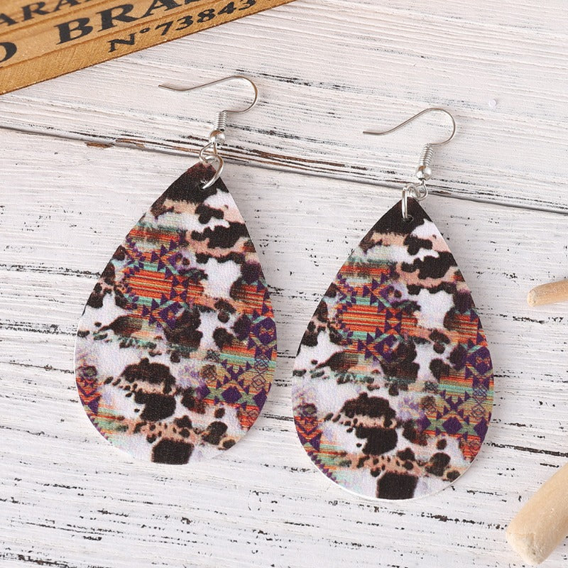 Wholesale Western Ethnic Style Sunflower Aztec Water Drop Pendant Earrings ACC-ES-ChuLian129