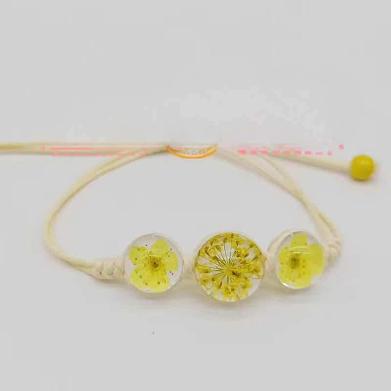Wholesale Cherry Blossom Plum Blossoms Gypsophila Hand-woven Natural Real Flower Bracelet Rope ACC-BT-Youl007