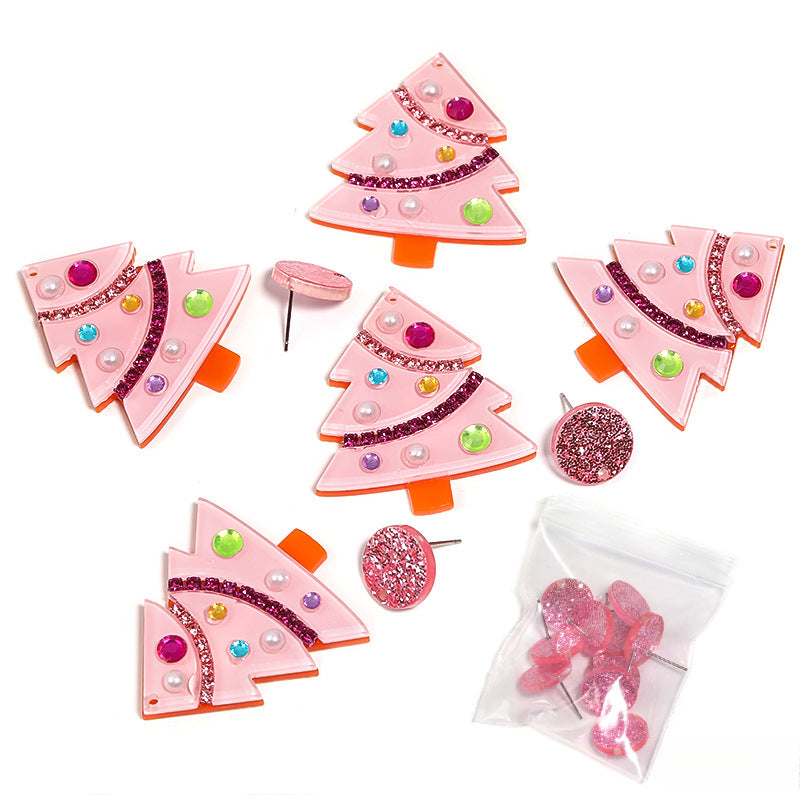 Wholesale 10pcs Christmas Handmade Santa Claus Elk Acrylic Earrings ACC-ES-BLG002