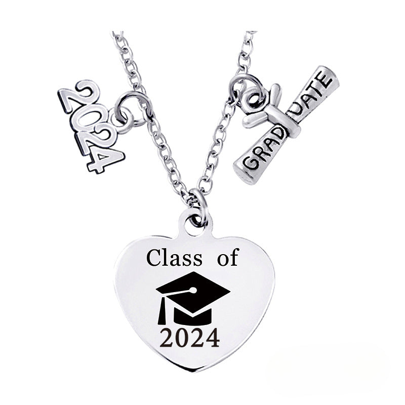 Wholesale Love Pendant 2024 Graduation Season Gift Titanium Steel Necklace ACC-NE-Ganggu001