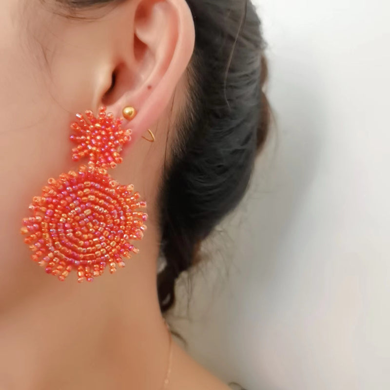 Wholesale Bohemian Colorful Rice Bead Earrings  ACC-ES-CT044