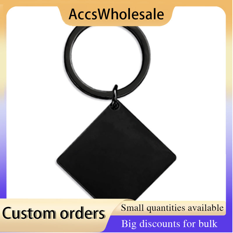 Custom Keychains with Laser Engraved Text or Logo - Multicolor Square Metal Keychains