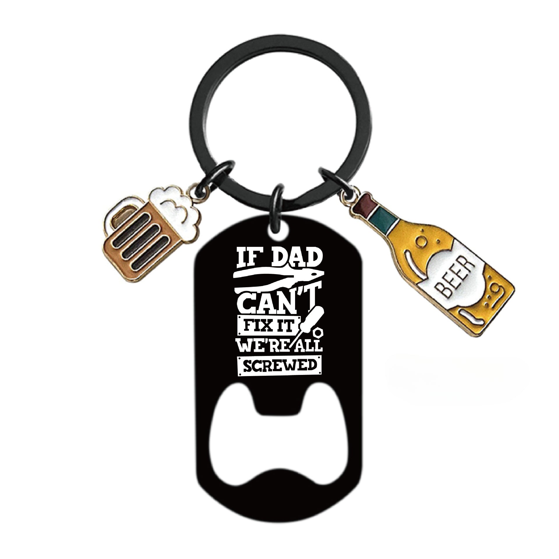 Wholesale Stainless Steel Bottle Openers, Wine Glasses, Father's Day Gifts, Metal Engraved Keychain ACC-KC-Ganggu004