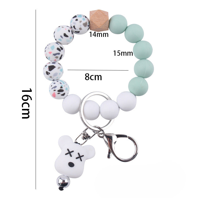 Wholesale Cartoon Bear Silicone Beaded Wristlet Keychain ACC-KC-GuangTian073