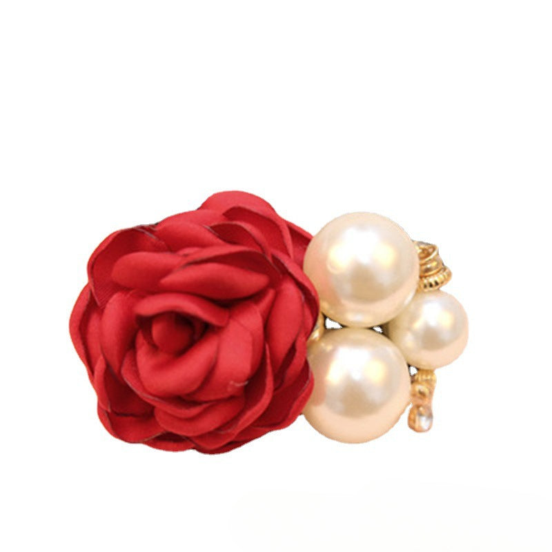 Wholesale Pearl Rose Flower Hair Accessories Camellia Hair Rope Hair Scrunchies ACC-HS-CMi002