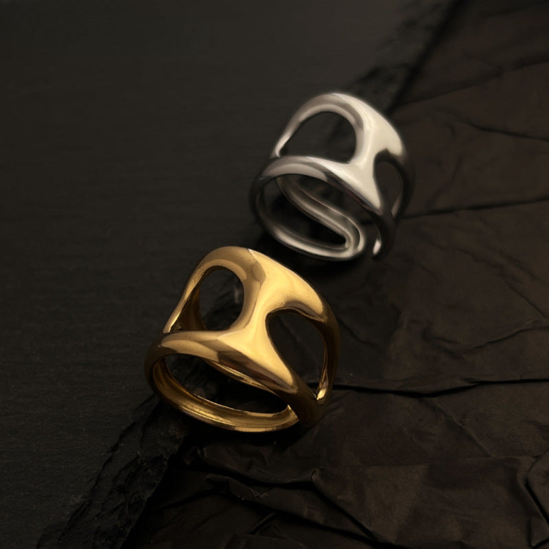 Wholesale Stainless Steel Ring 18K Gold Plated Hollow Open Ring ACC-RS-WanCh007