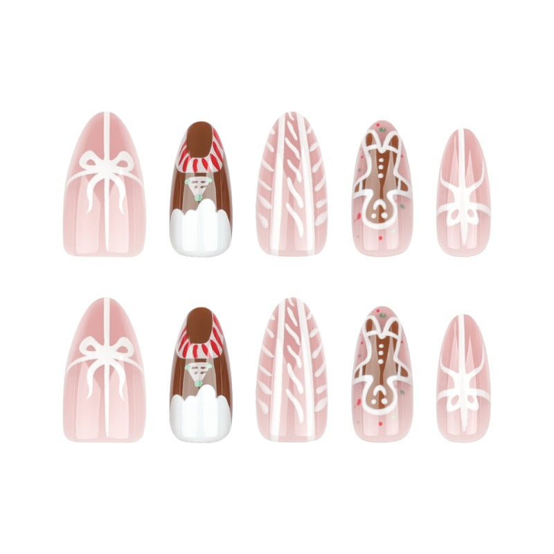 Wholesale 24 Pieces/box Christmas Candy Snowman Press-on Nails Kits Nail Stickers ACC-NS-LeFan105