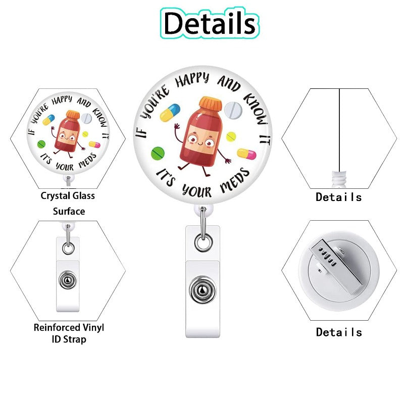 Wholesale Medical Glue Patch Medicine Bottle Pill Retractable Rotating Badge Keychain ACC-KC-QiDing023