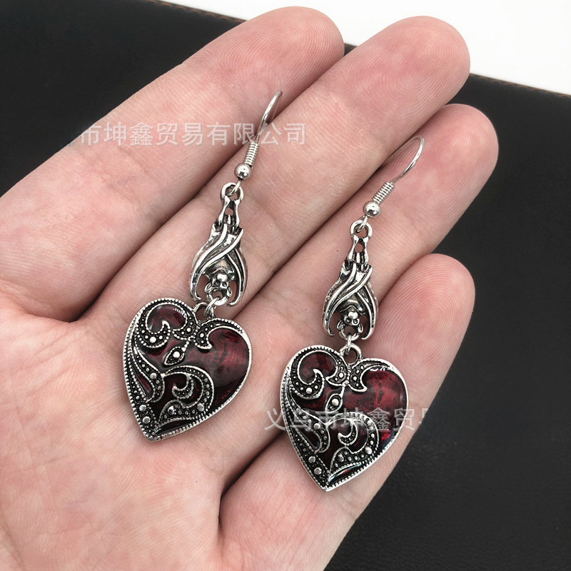 Wholesale Christmas Halloween Alloy Gothic Bat Oil Drop Earrings