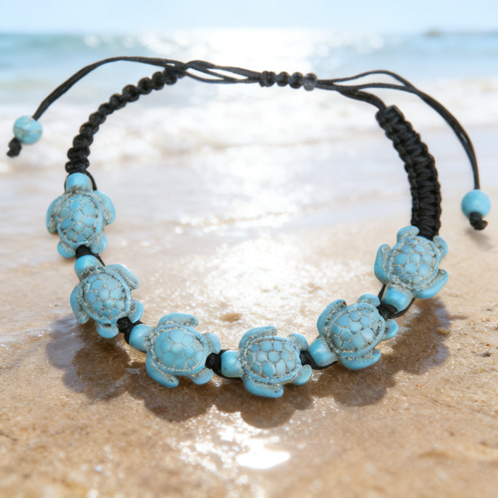 Wholesale Bohemian Style Turquoise Turtle Hand-woven Beach Bracelet