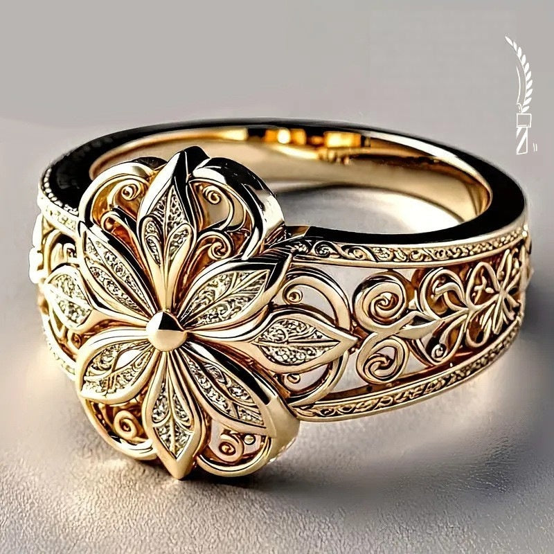 Wholesale Electroplated Copper Hollow Flower Promise Ring,  Palace Style,  Everyday and Party Jewelry Accessory