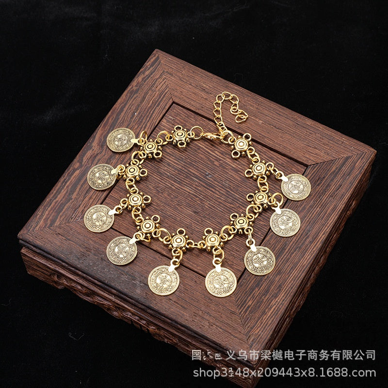 Wholesale Vintage Tassel Coin Bracelet Anklet Bohemian Ethnic Style Jewelry Fashion Accessory Gift for Resale