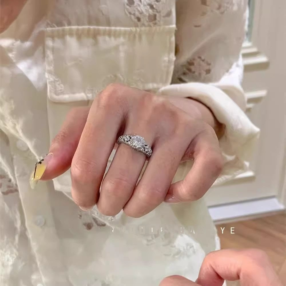 Wholesale Vintage Hollow Lace Zircon Ring,  Adjustable Open Ring,  Fashion Jewelry Accessory