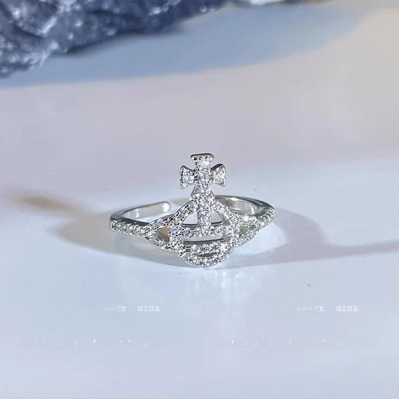 Wholesale Saturn Girl Chic Couple Ring Set Alloy Sparkling Fashion Jewelry Accessory For Gift Everyday Wear And Boutique Resale