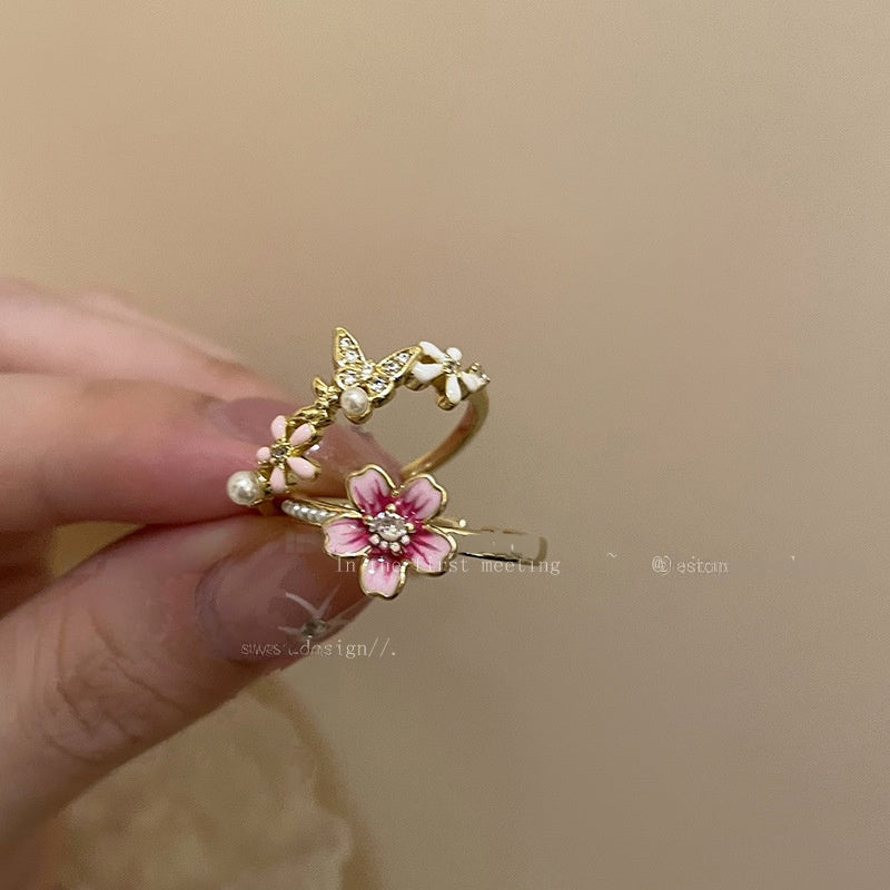Wholesale Flower Open Ring For Women Zinc Alloy Fashion Jewelry Boutique Resale