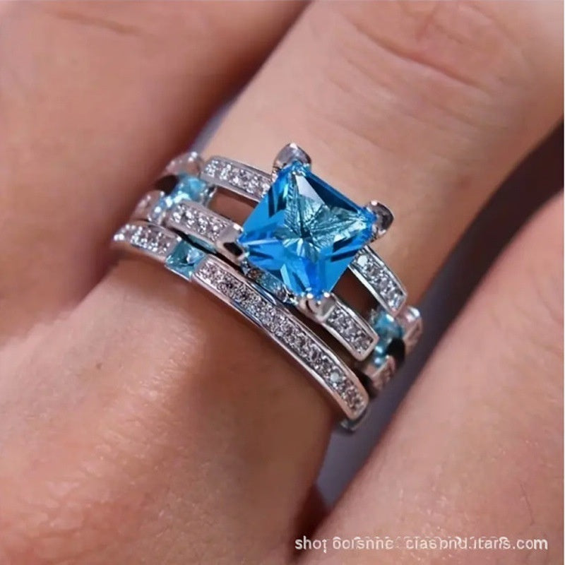 Wholesale Trendy Geometric Couple Ring White Alloy Jewelry Accessory Gift Boutique