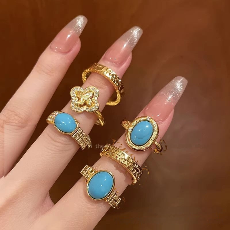 Wholesale Bohemian Ethnic Ring,  Retro Imitation Turquoise,  Alloy,  Women' s Jewelry Accessory for Everyday Wear or Gift