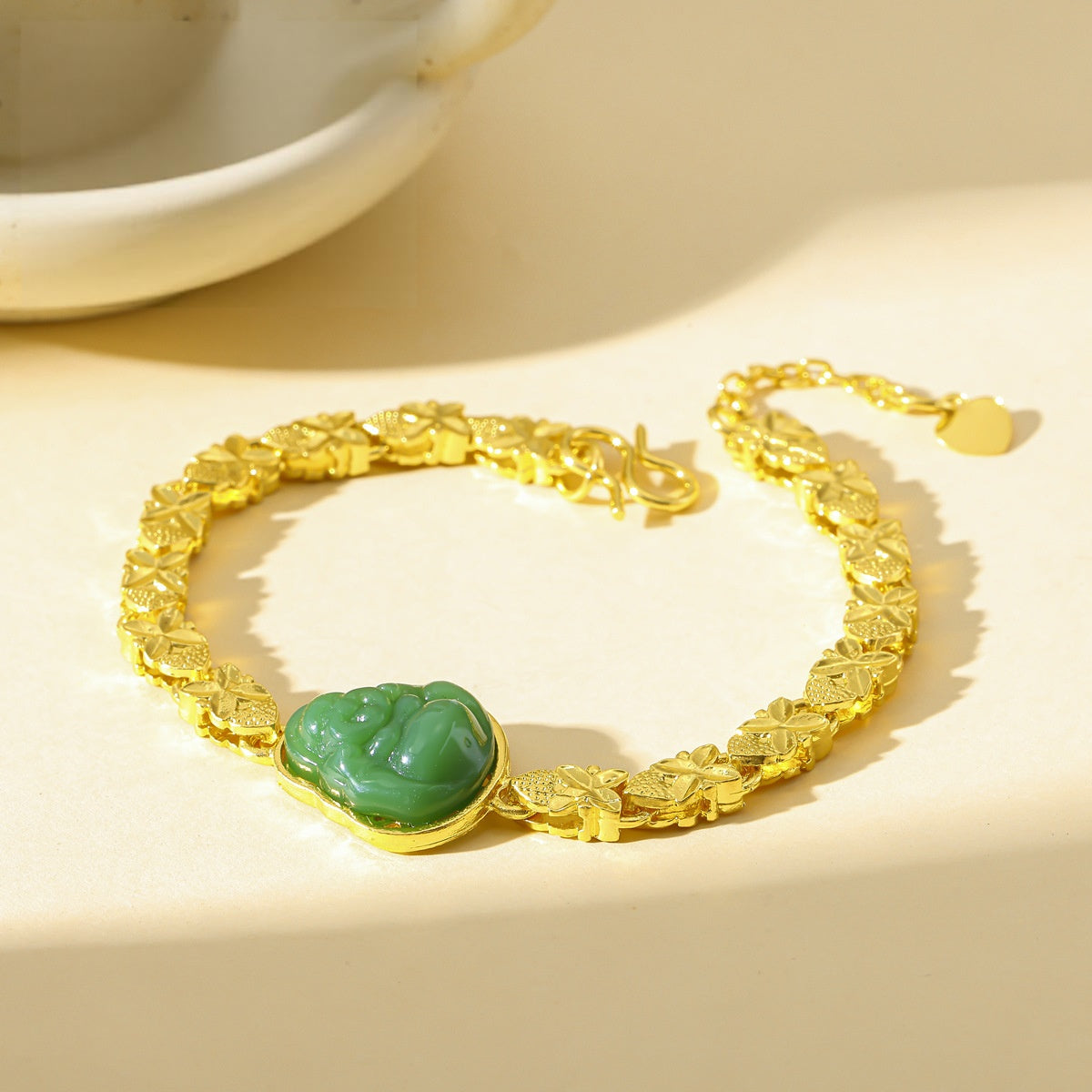 Wholesale Trendy Dark Green Buddha Clover Charm Bracelet,  Fashion Jewelry Accessory for Everyday Wear