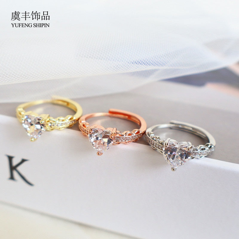 Wholesale Alloy Open Ring with Colorful Cubic Zirconia and Oil Drop Design Trendy Fashion Accessory