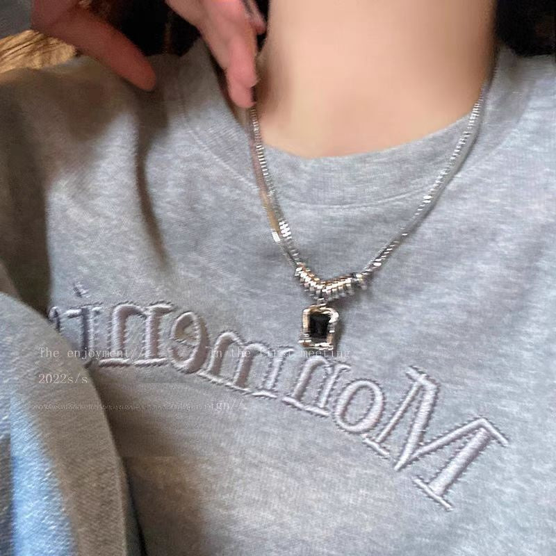 Wholesale Hip Hop Double Layer Square Zircon Necklace For Women Trendy Fashion Accessory Boutique Resale Gift