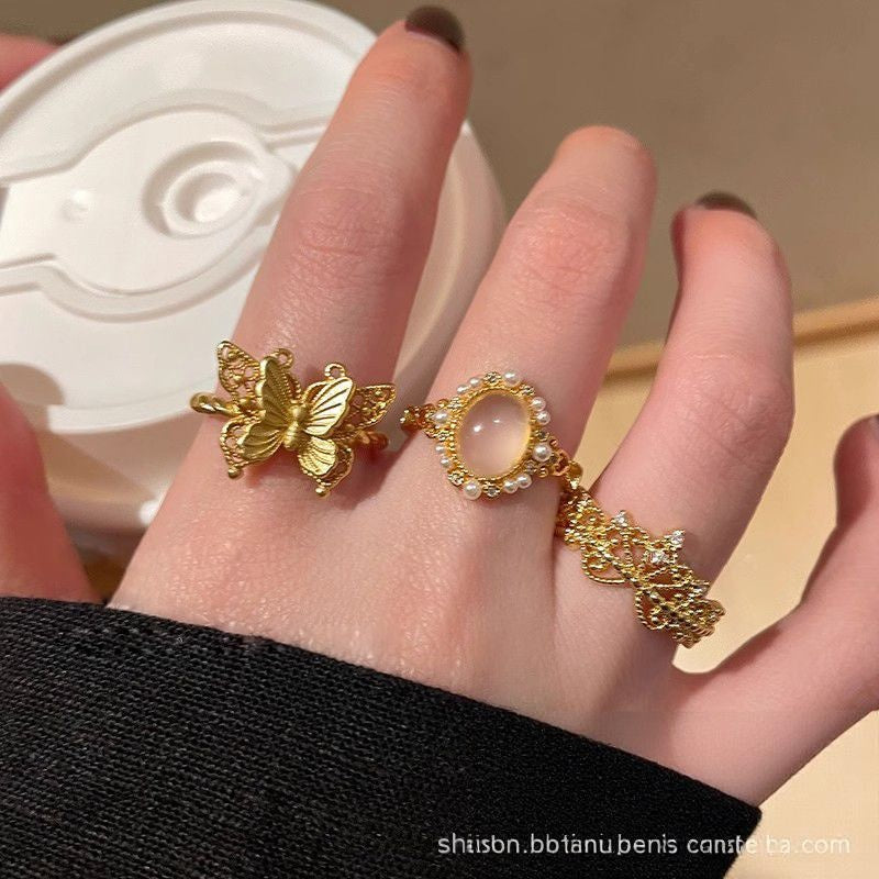 Wholesale Gold Tone Alloy Butterfly Zircon Ring Adjustable Open Ring Chic New Chinese Style Women S Fashion Jewelry Accessory For Everyday Wear And Gifting
