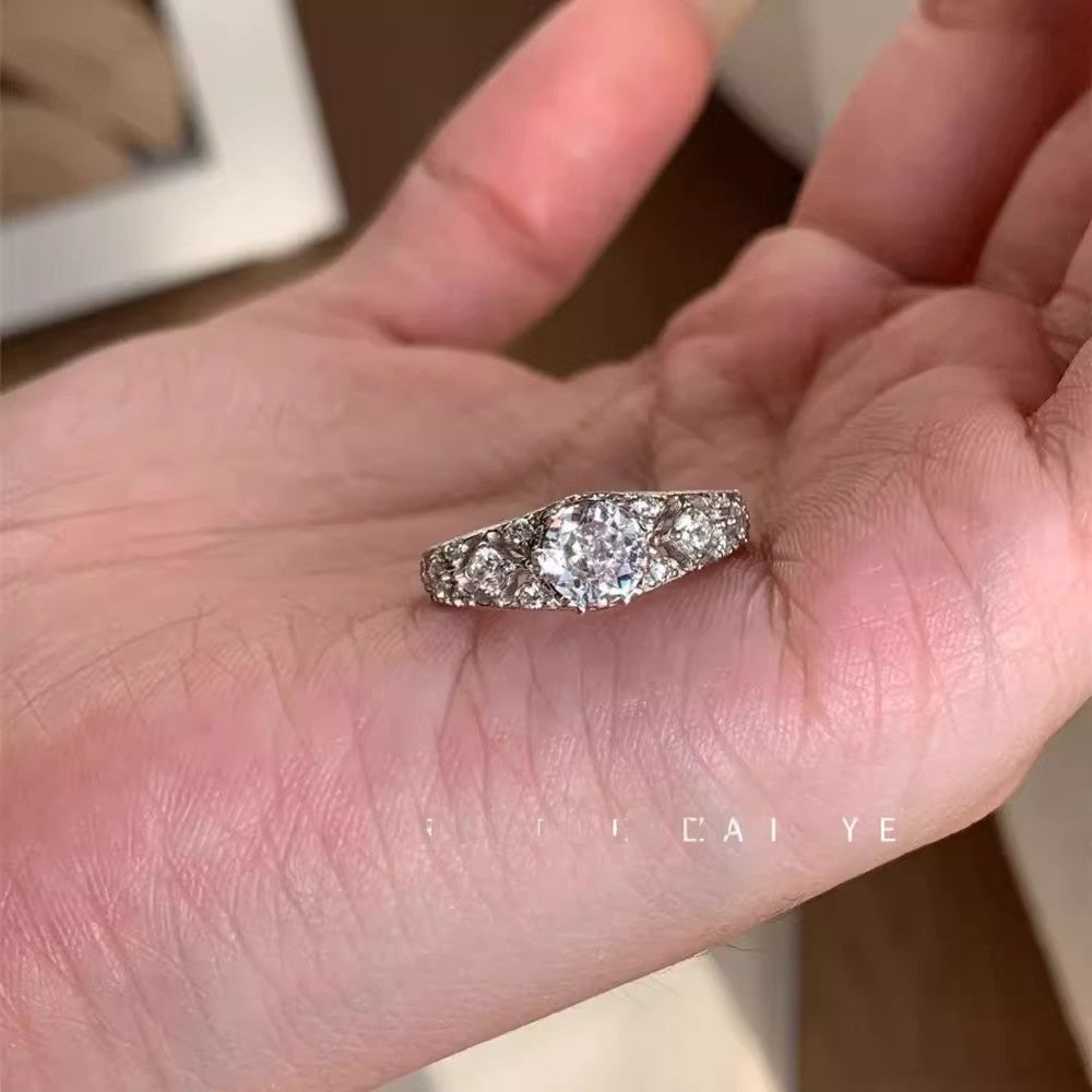 Wholesale Vintage Hollow Lace Zircon Ring,  Adjustable Open Ring,  Fashion Jewelry Accessory