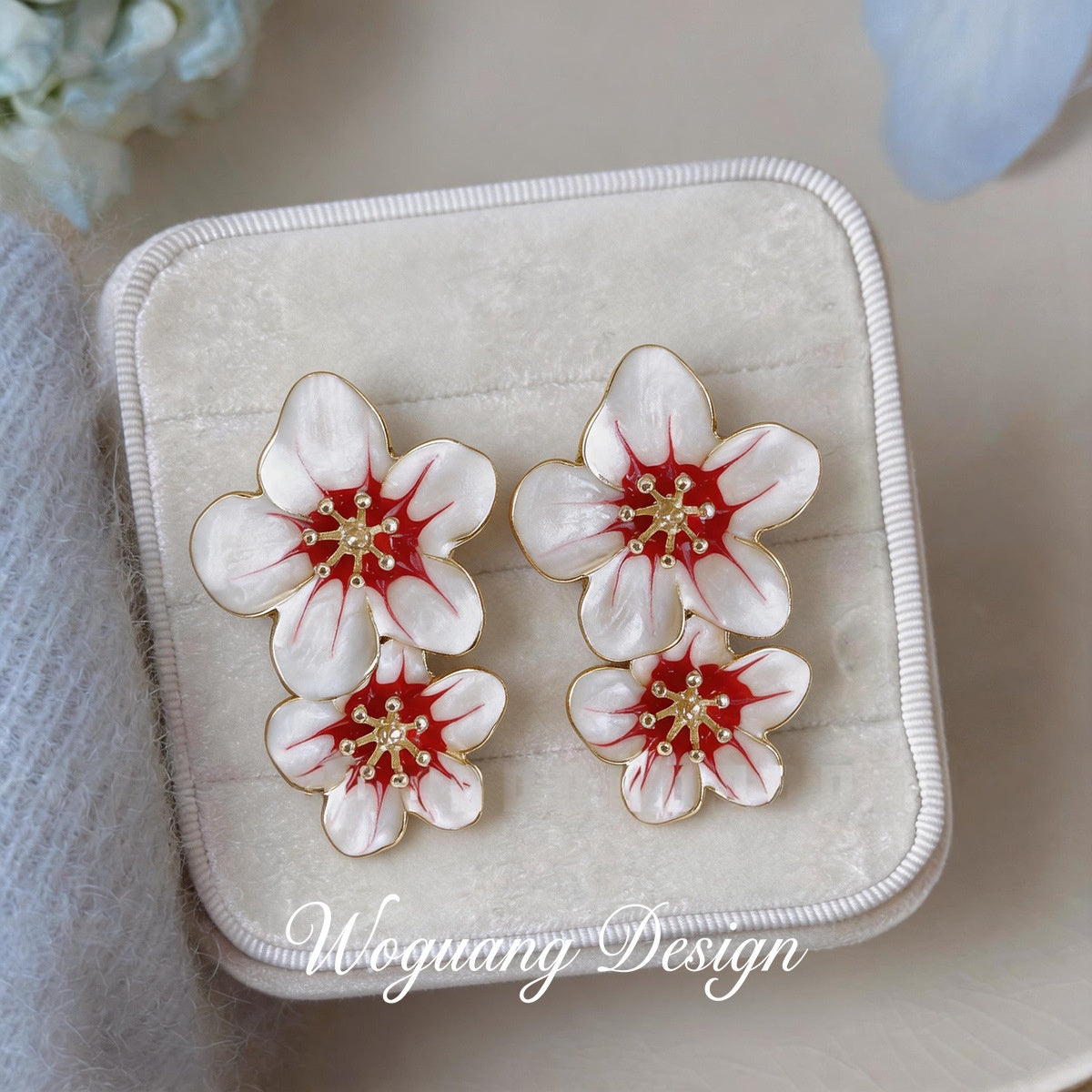 Wholesale Alloy Enamel Floral Stud Earrings Beach Vacation Style Trendy Fashion Accessory Gift