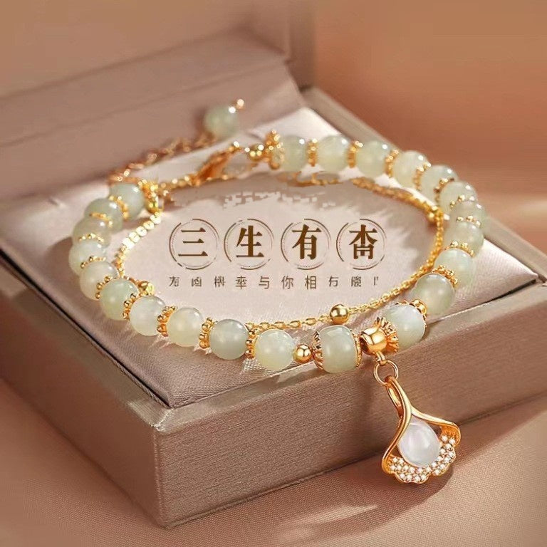 Wholesale Stylish Glass Glazed Leaf Design Bracelet for Women,  Boutique Resale Gift for Anniversary Celebration