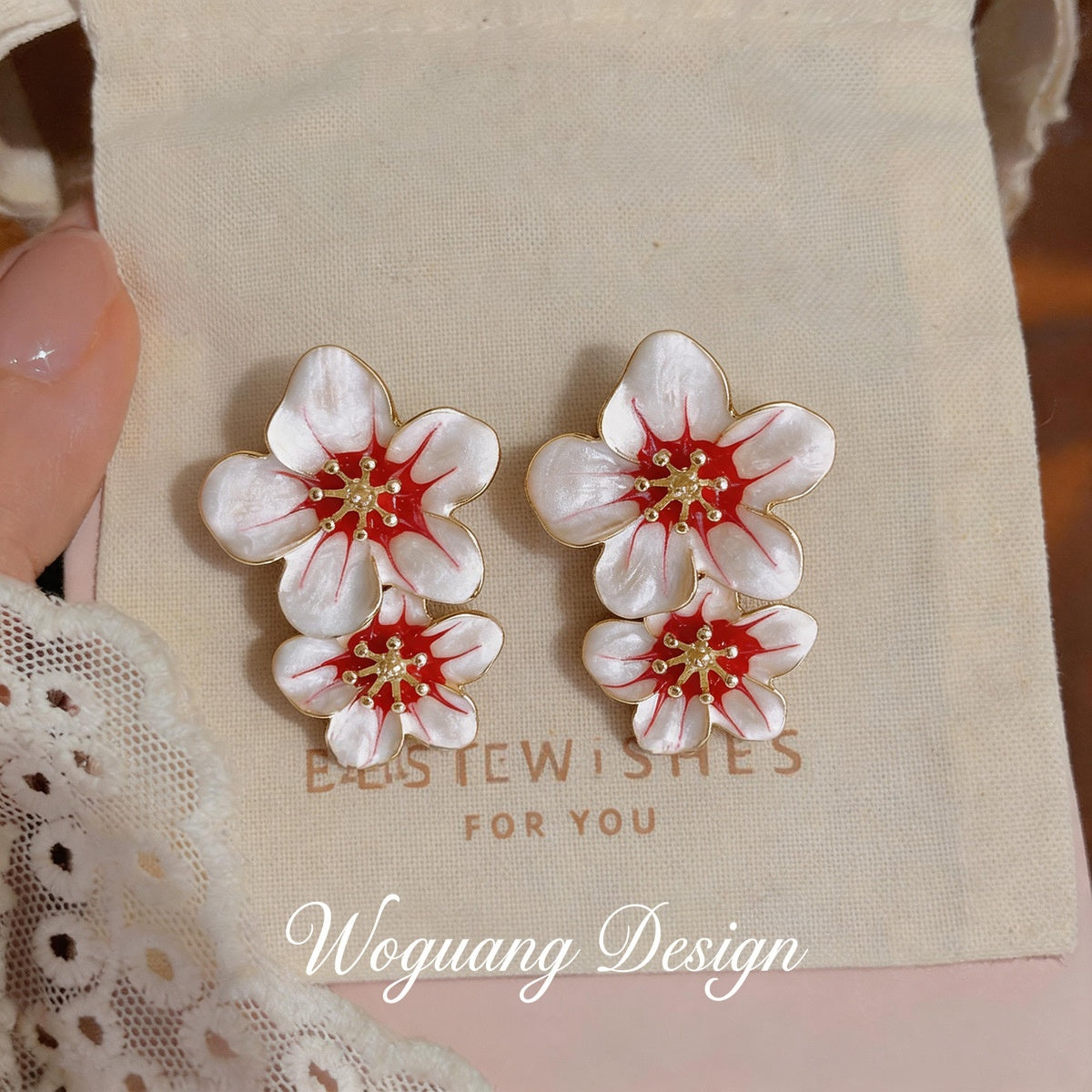 Wholesale Alloy Enamel Floral Stud Earrings Beach Vacation Style Trendy Fashion Accessory Gift