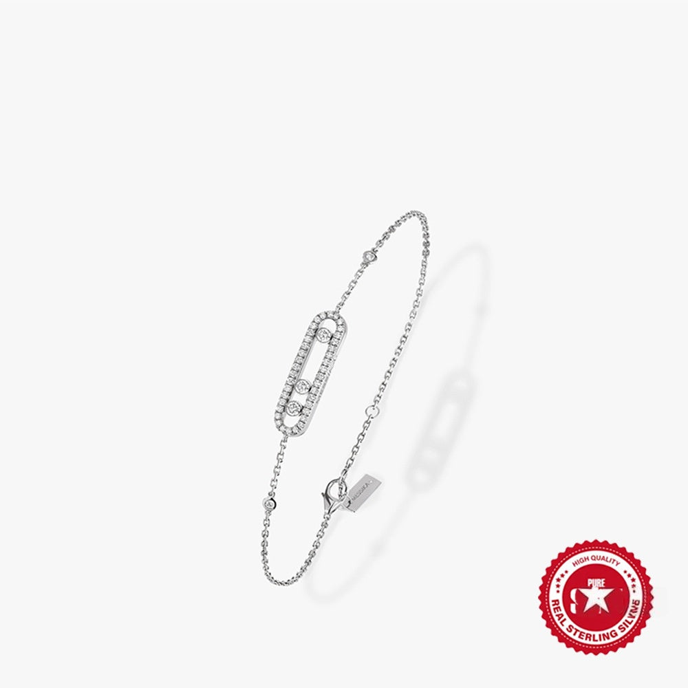 Wholesale 925 Sterling Silver Sliding Chain Bracelet For Women White Gold Electroplated Fashion Jewelry Gift Boutique Resale