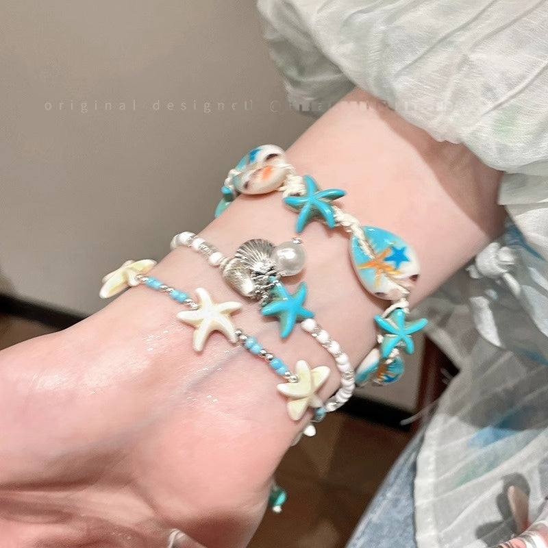 Wholesale Niche Seaside Shell Star Bracelet Alloy Electroplated Beach Vacation Fashion Accessory