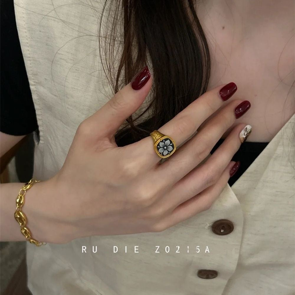 Wholesale Vintage Gardenia Flower Open Ring Copper Jewelry Everyday Wear Gift