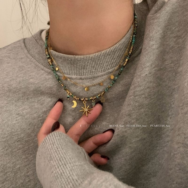 Wholesale Bohemian Sunflower Beaded Layered Necklace,  Trendy Choker Chain for Women,  Mixed Material,  Gift Jewelry Accessory