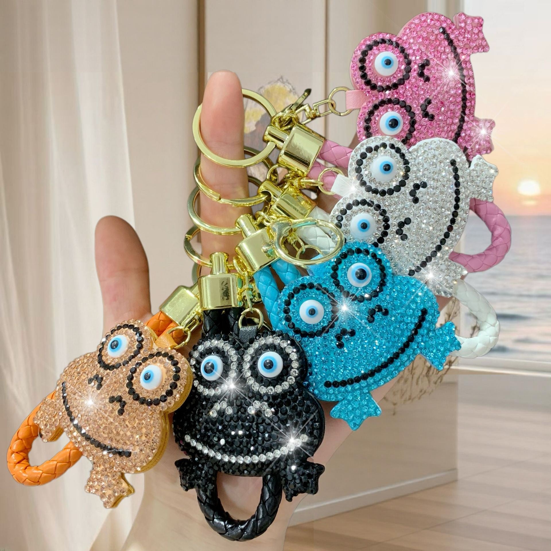 Wholesale Rhinestone Frog Keychain Full Diamond Leather Pendant Wedding Gift Fashion Accessory