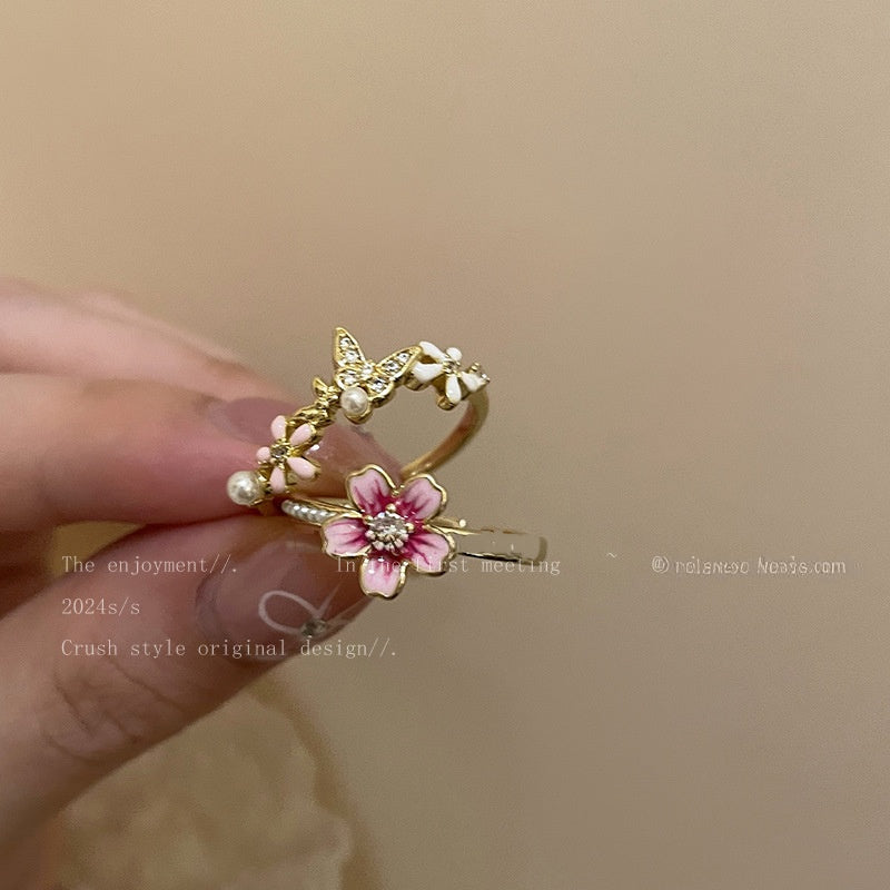 Wholesale Flower Open Ring For Women Zinc Alloy Fashion Jewelry Boutique Resale