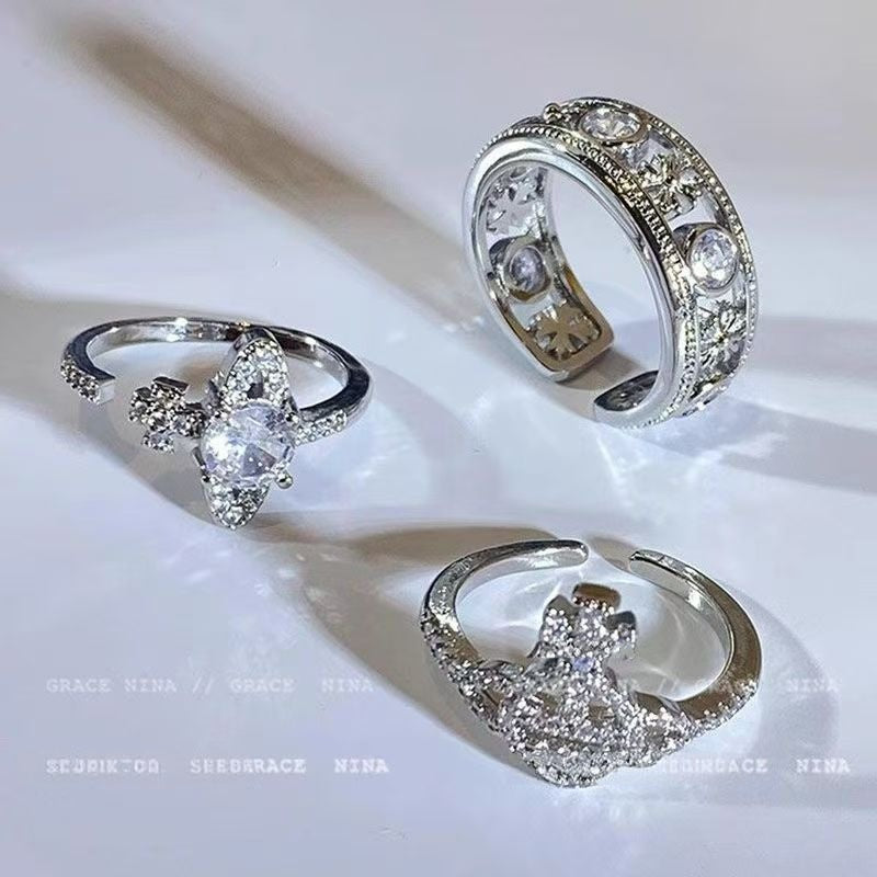 Wholesale Saturn Girl Chic Couple Ring Set Alloy Sparkling Fashion Jewelry Accessory For Gift Everyday Wear And Boutique Resale