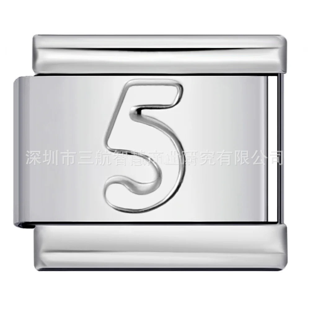 Wholesale Stainless Steel Italian Modular Bracelet Arabic Number Design Trendy DIY Jewelry Accessory Gift Everyday Wear Boutique Resale