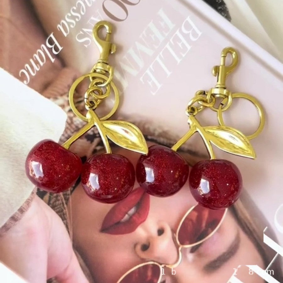 Wholesale Cherry Keychain Acrylic Fashion Accessory Sweet Girl Style Bag Charm
