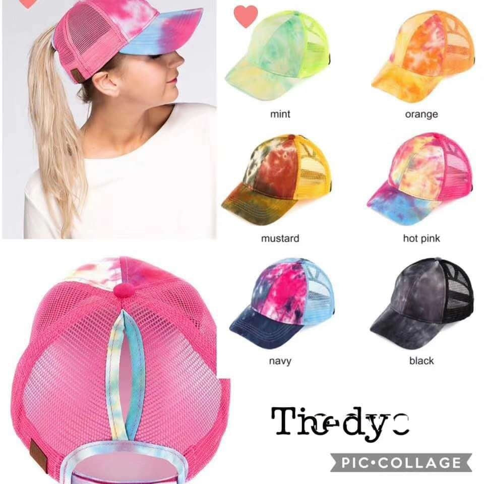 Wholesale Cotton Tie Dye Ponytail Baseball Cap With Back Opening Unisex Everyday Hat