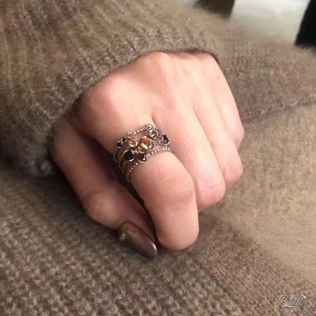 Wholesale Rhinestone Multi-Layer Open Ring Copper Electroplate Fashion Jewelry Accessory