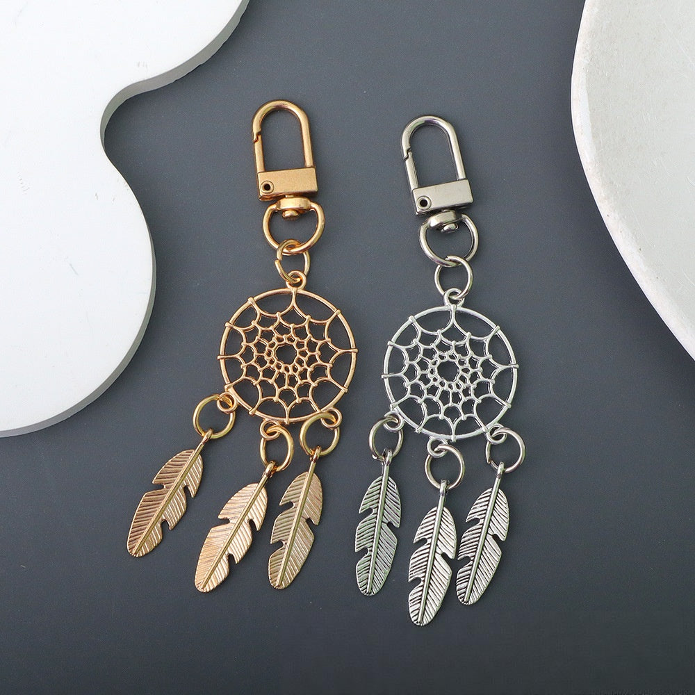 Wholesale Zinc Alloy Dreamcatcher Keychain,  Silver Car Key Accessory with Cross Pattern,  Gift for Resale