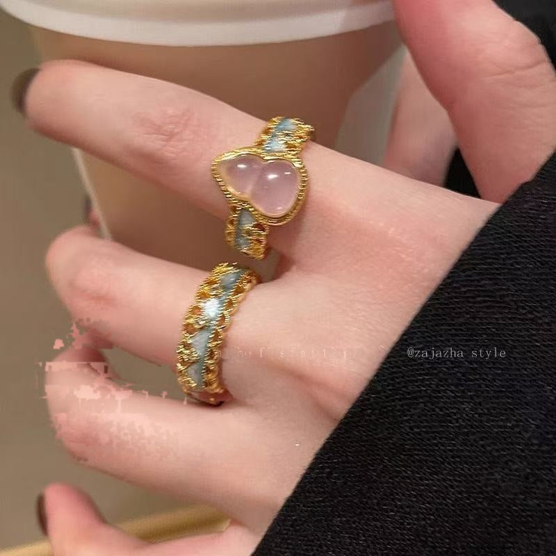 Wholesale Chinese Style Lace Gourd Shaped Ring,  Adjustable Zinc Alloy Fashion Accessory for Boutique Resale