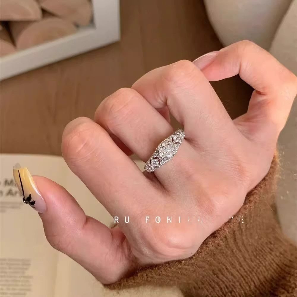 Wholesale Vintage Hollow Lace Zircon Ring,  Adjustable Open Ring,  Fashion Jewelry Accessory