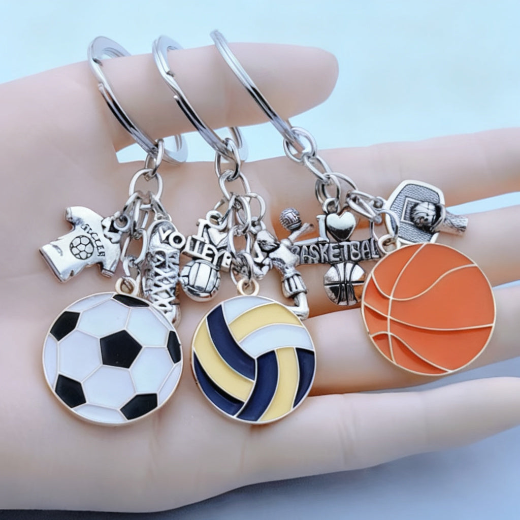 Wholesale Trendy Cartoon Basketball Pendant Keychain Enamel Alloy Keyring Gift Accessory