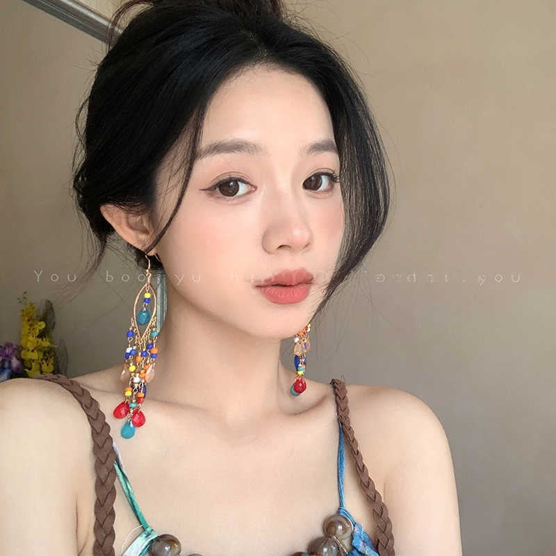 Wholesale Alloy Electroplated Long Tassel Earrings Bohemian Style Fashion Accessory Boutique Resale