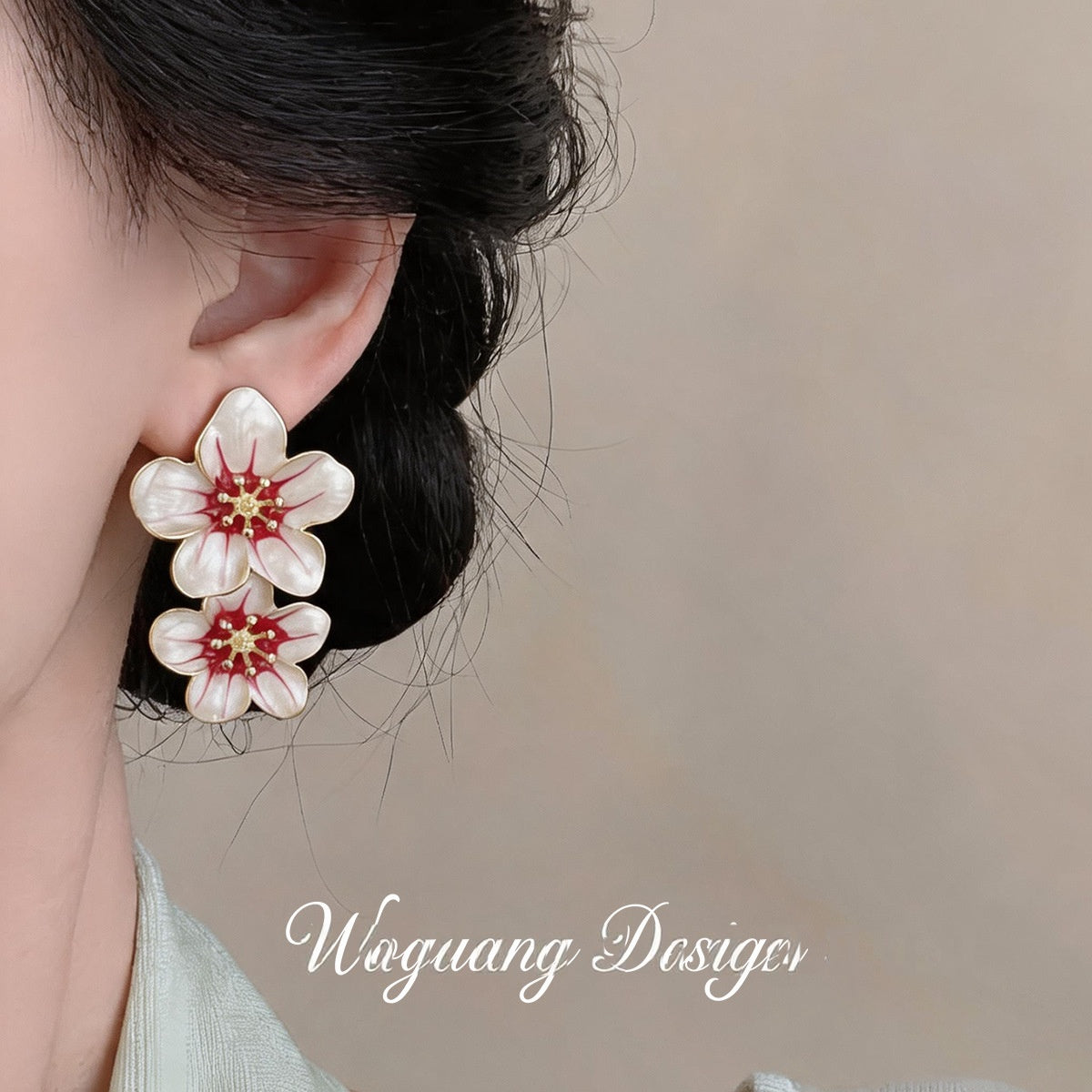 Wholesale Alloy Enamel Floral Stud Earrings Beach Vacation Style Trendy Fashion Accessory Gift